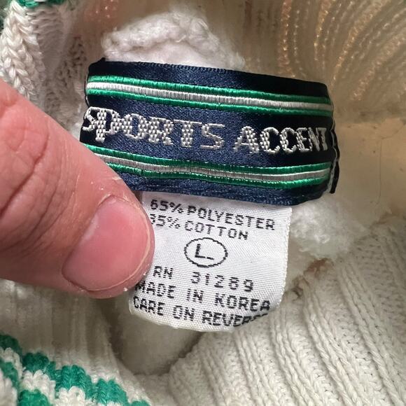 VINTAGE 90s Cottagecore Christmas Sweatshirt Mock Neck Embroidered Jingle Bell L - Picture 4 of 7